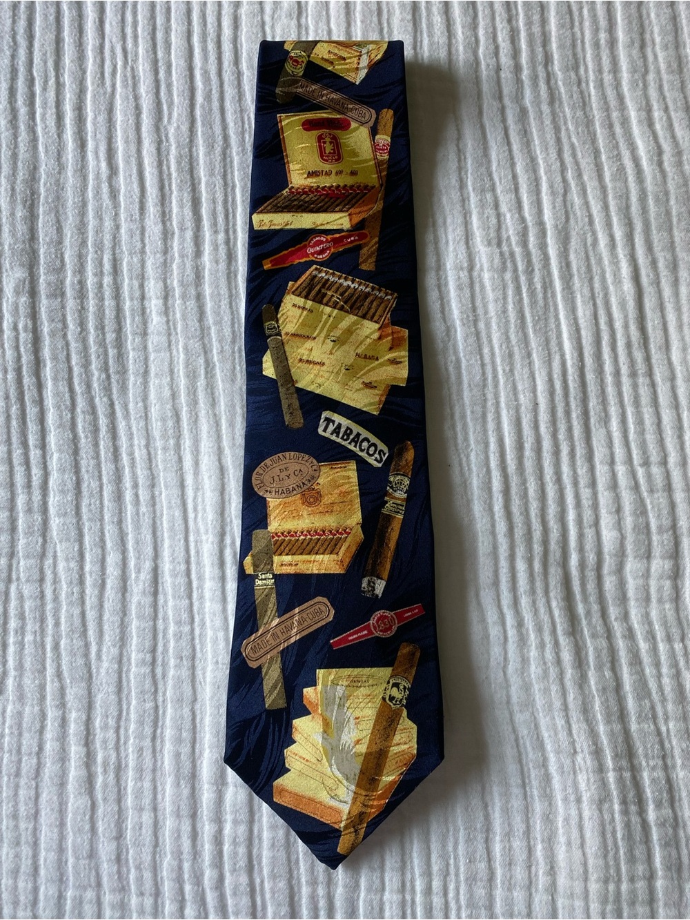 Navy Cigar-Themed Silk Tie Cromley & Finch
